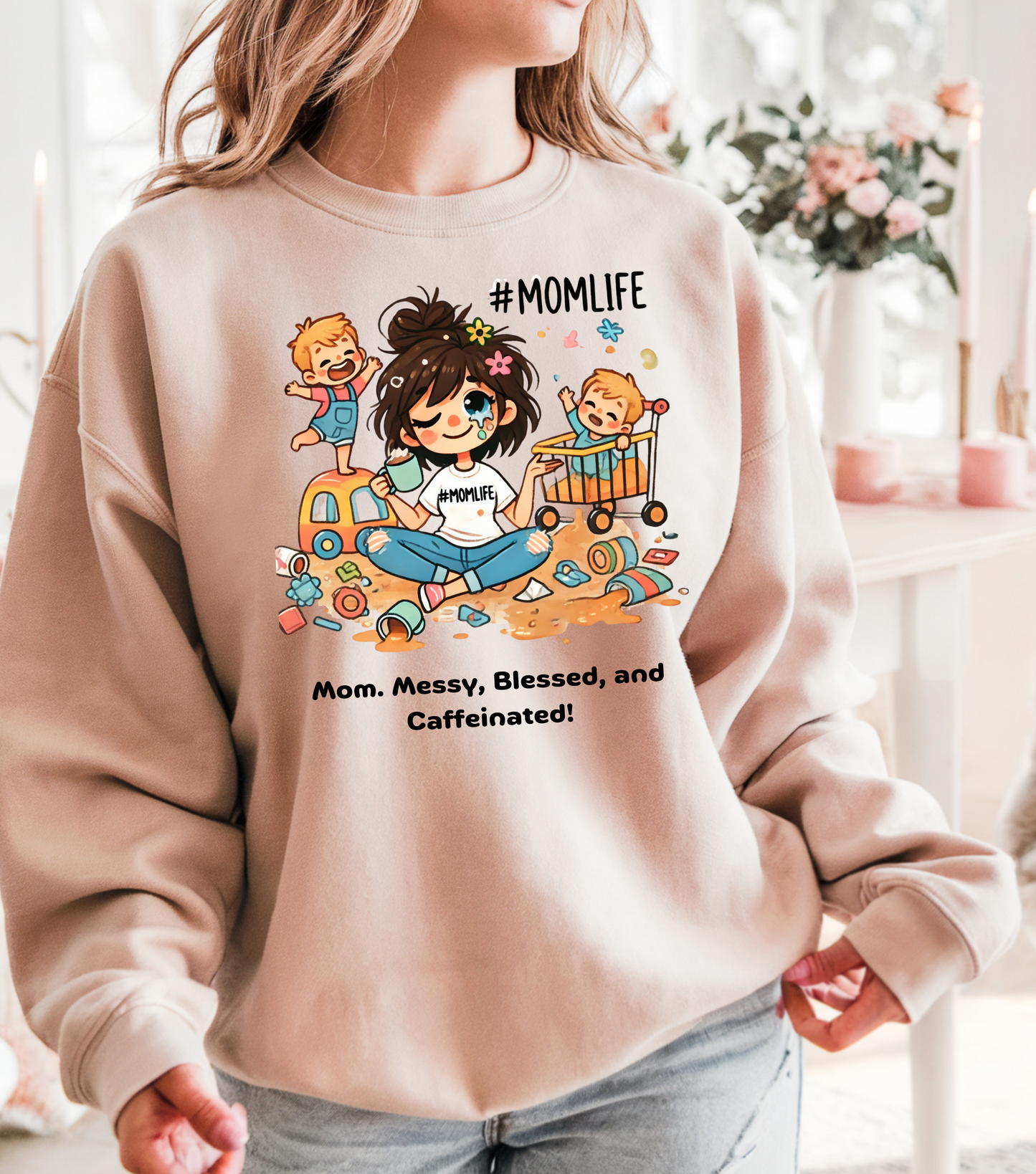 Caffeinated Mom Crewneck Sweatshirt