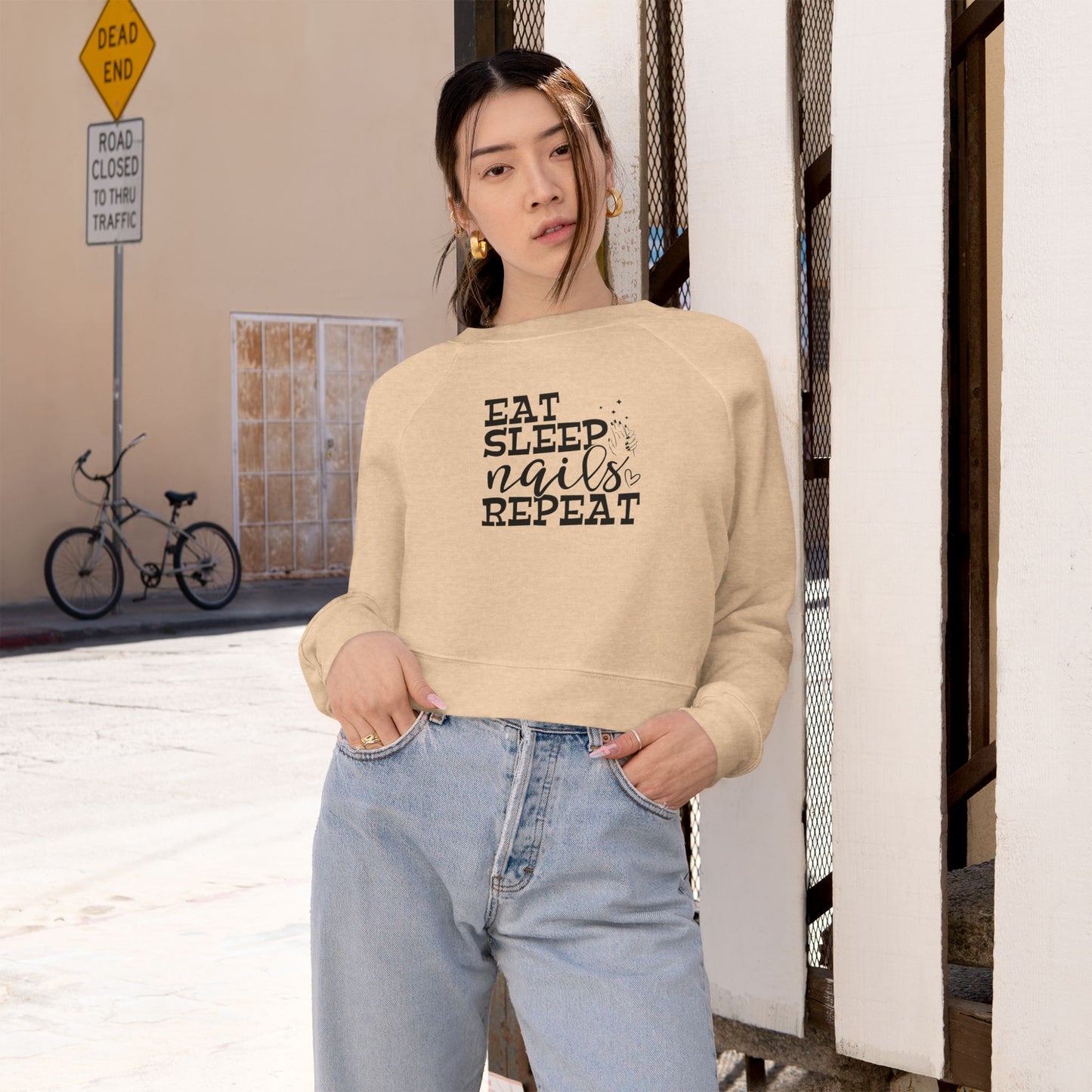 Eat. Sleep. Nail. Repeat - Women's Cropped Fleece Pullover
