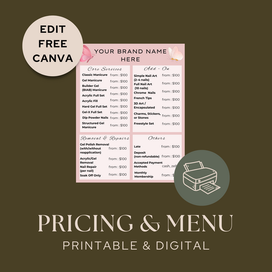 Pricing & Service Menu Template